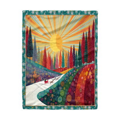 Pajabear Fleece Blanket Colorful Forest Path