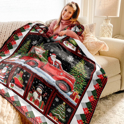 Pajabear Fleece Blanket Santa's Tree Farm