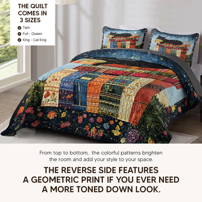 Pajabear Quilt 3-Piece Set Book Nook Cats Reading