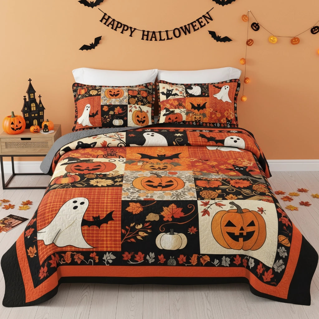 Pajbear All Season Quilt 3-Piece Set Patchwork Spooks
