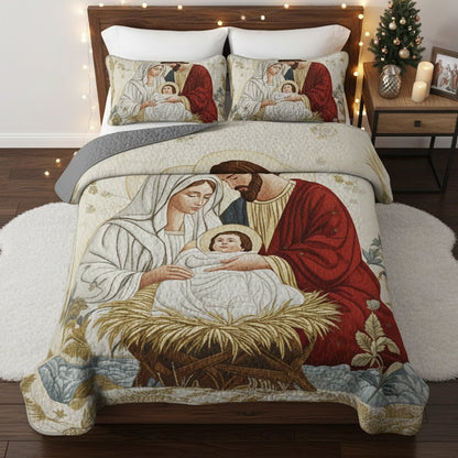 Pajabear Quilt 3-Piece Set Nativity Blessing