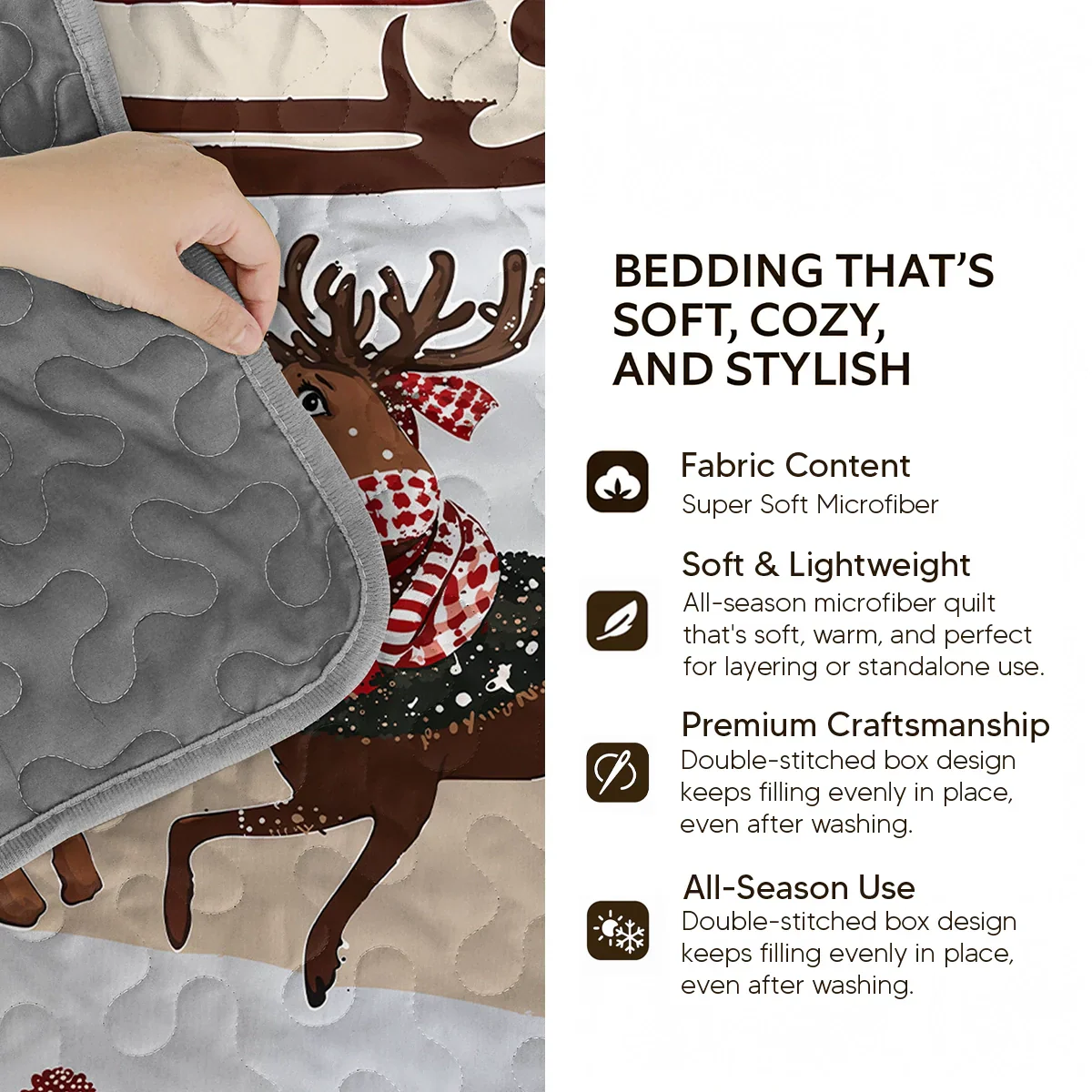 Pajabear Quilt 3-Piece Set Santa Sleigh