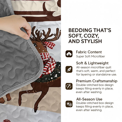 Pajabear Quilt 3-Piece Set Santa Sleigh