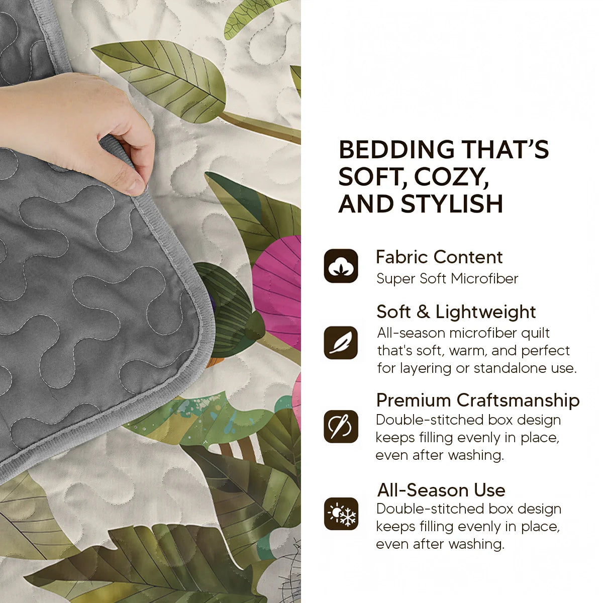 Pajabear Quilt 3-Piece Set Botanical Serenade