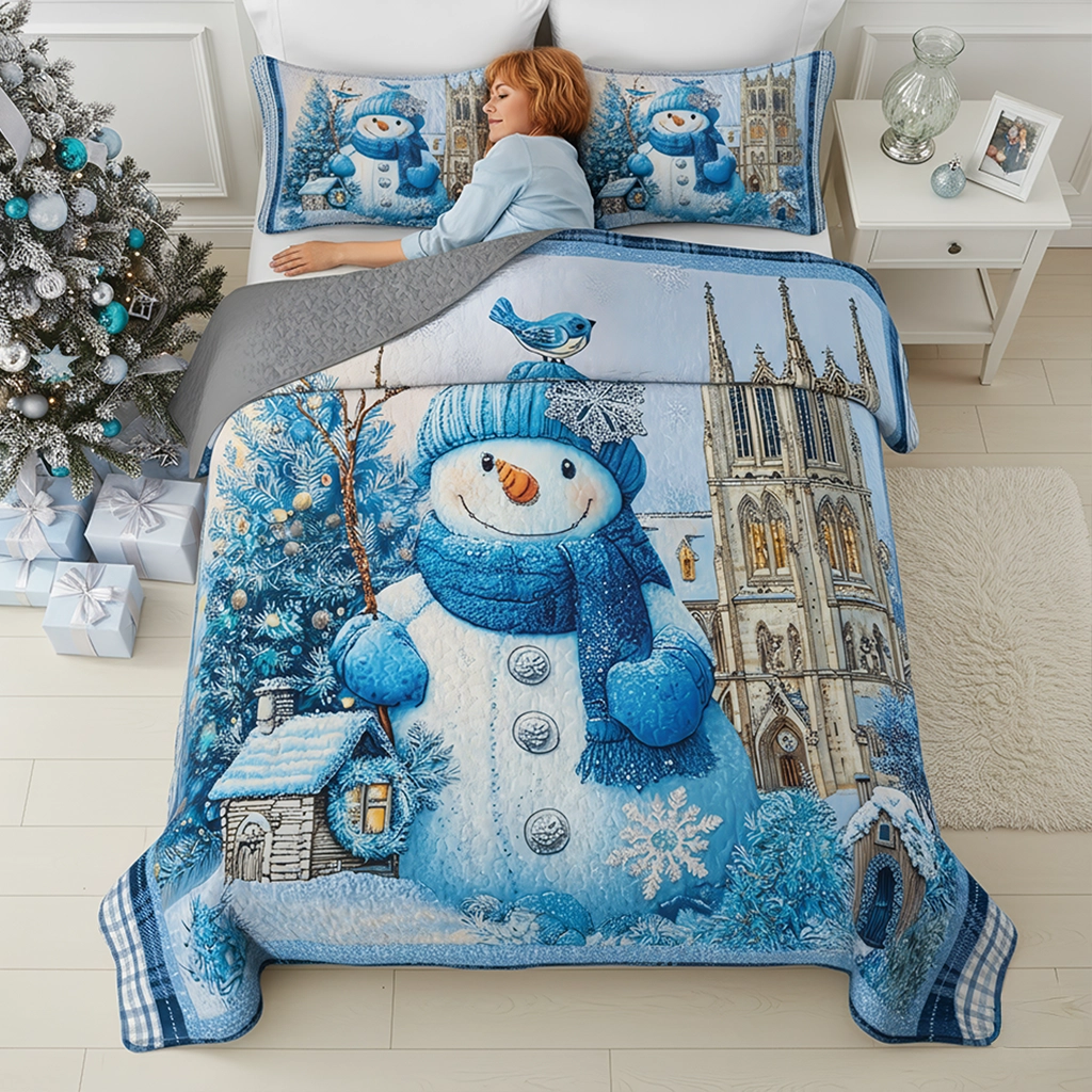 Pajabear Quilt 3-Piece Set Frosty Blue Winter