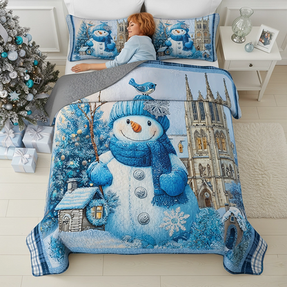 Pajabear Quilt 3-Piece Set Frosty Blue Winter