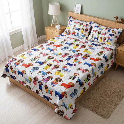Pajabear Quilt 3-Piece Set Dachshund Amazing Stylish