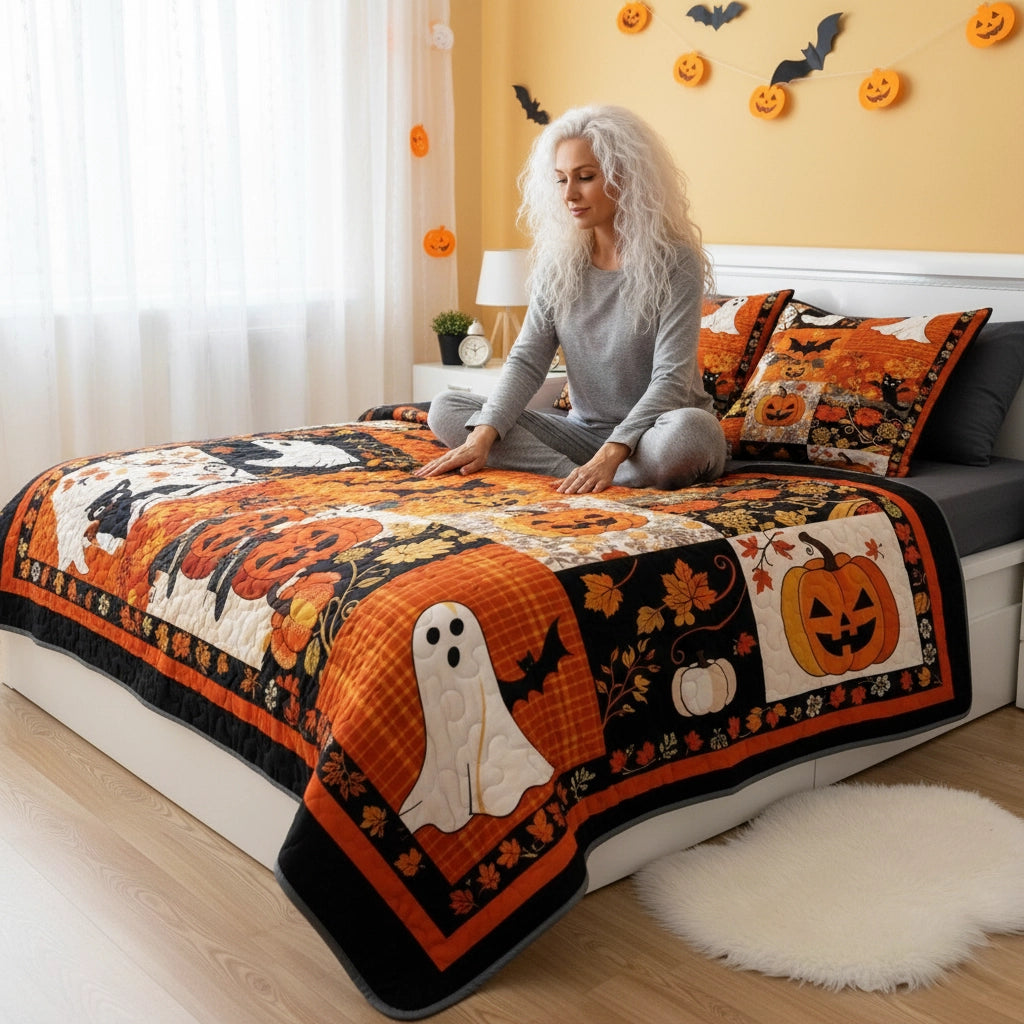 Pajbear All Season Quilt 3-Piece Set Patchwork Spooks Halloween Collection