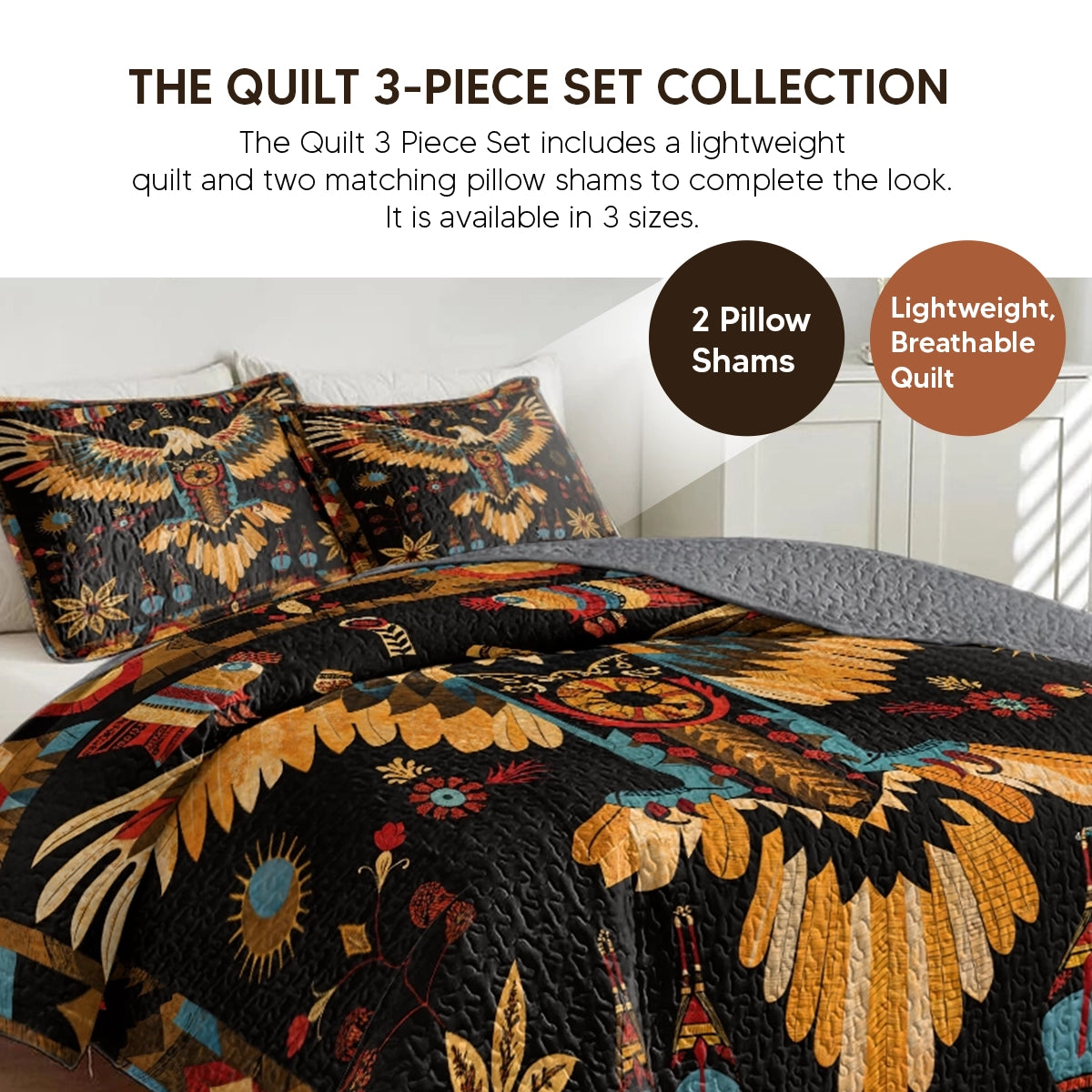 Pajabear Quilt 3-Piece Set Horse Floral Pattern