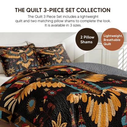 Pajabear Quilt 3-Piece Set Horse Floral Pattern