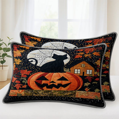 Pajabear All Season Quilt 3-Piece Set Black Cat Pumpkins Fall Love Peace