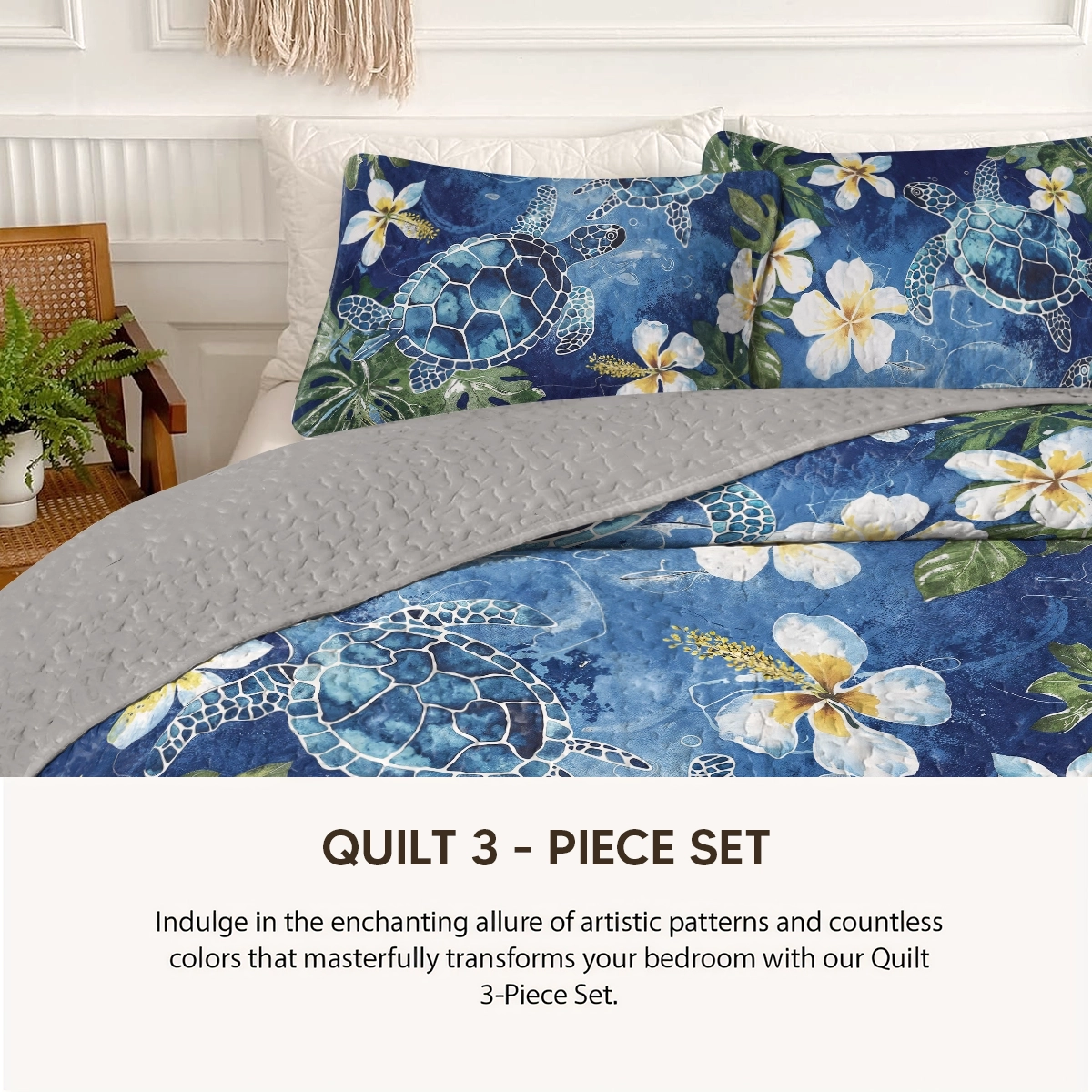 Pajabear Quilt 3-Piece Set Coastal Shell