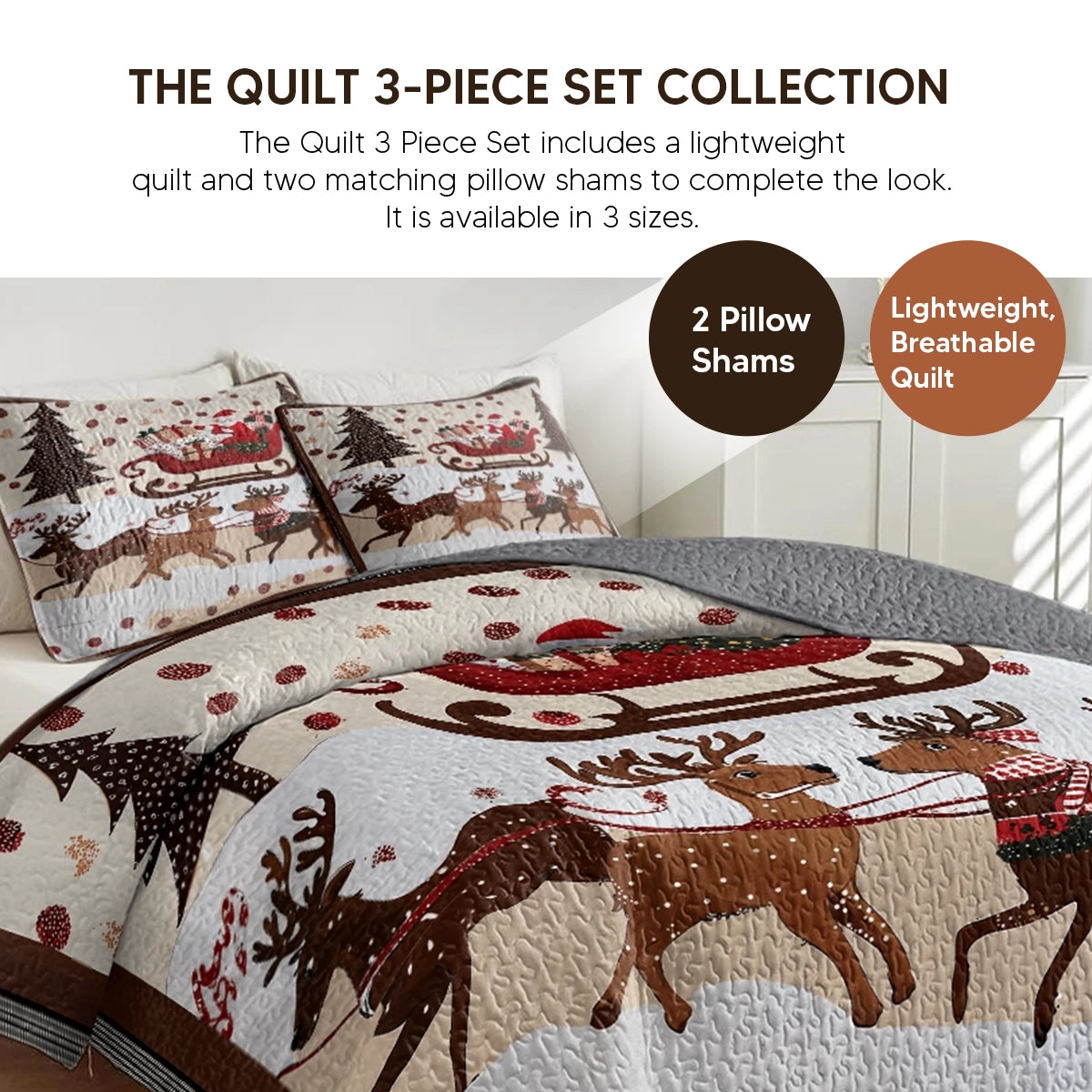 Pajabear Quilt 3-Piece Set Classic Christmas Tree