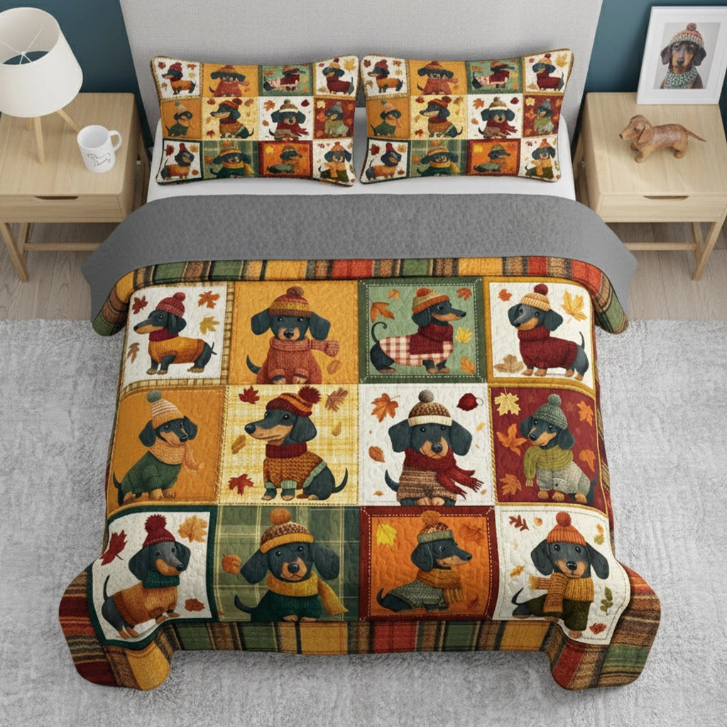 Pajabear Quilt 3-Piece Set Snuggle Season Doxies