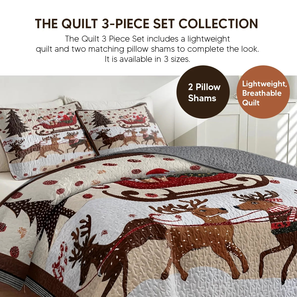 Pajabear Quilt 3-Piece Set Snowman’s Gentle Light Winter Memory