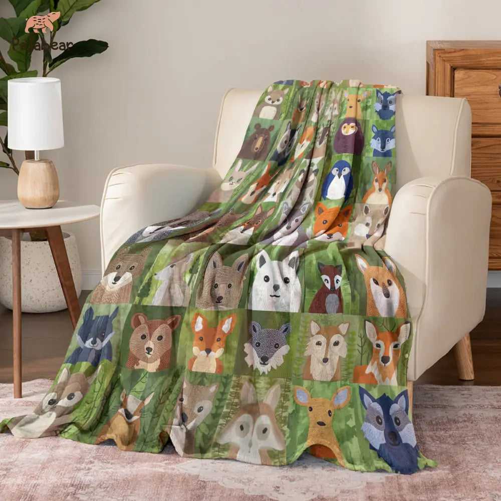 Animal Fabric Pajabear® Fleece Blanket Nl09