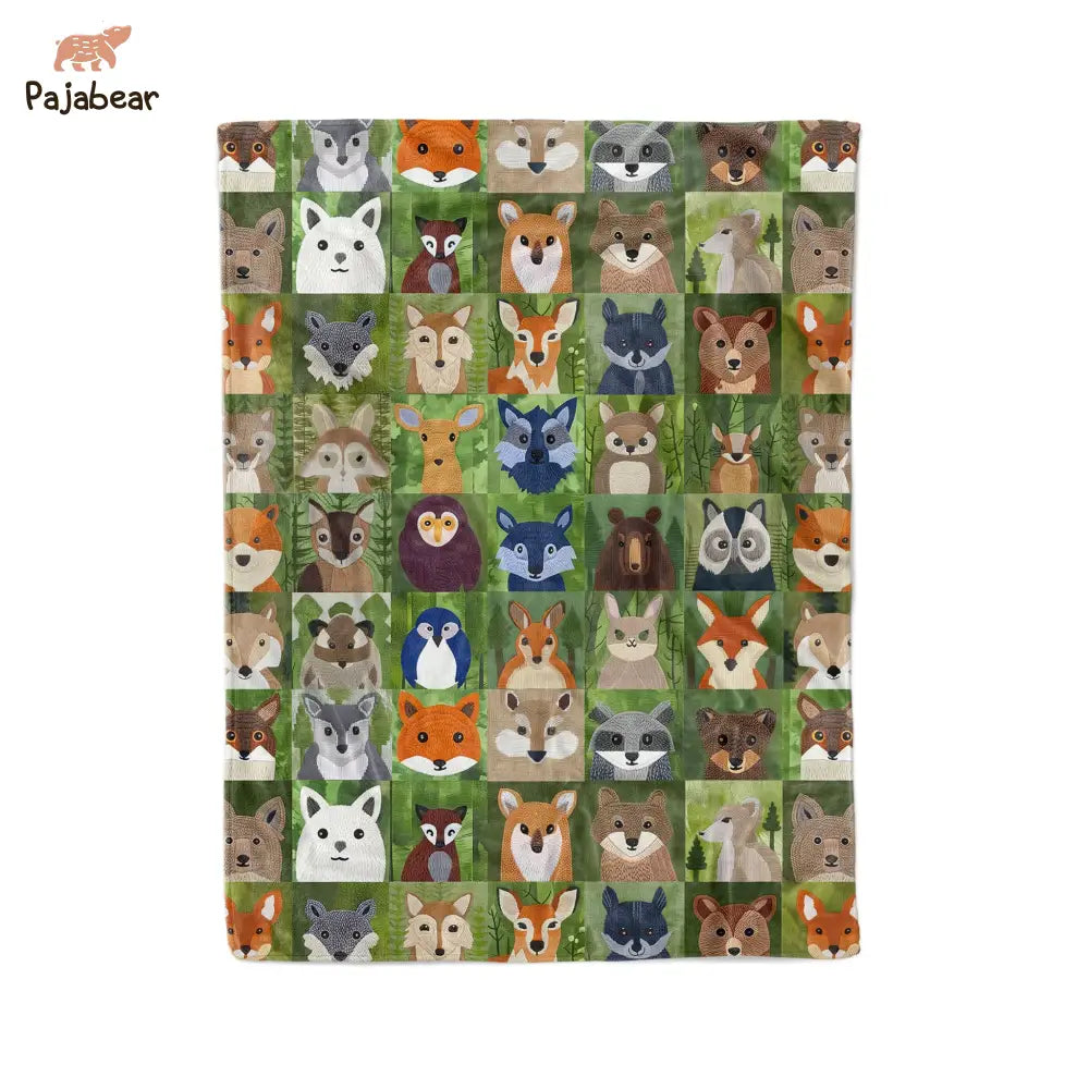 Animal Fabric Pajabear® Fleece Blanket Nl09 Large - 60X80In / White