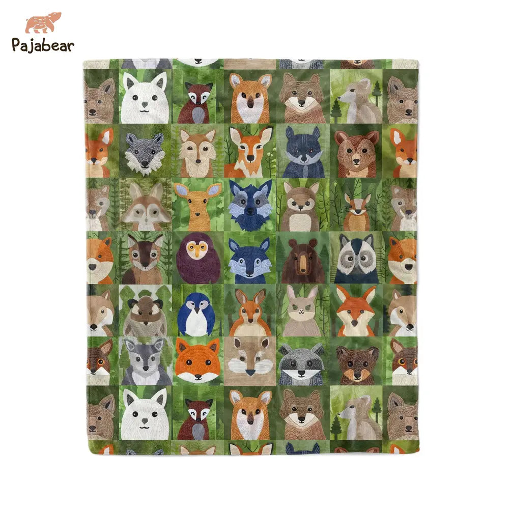Animal Fabric Pajabear® Fleece Blanket Nl09 Medium - 50X60In / White