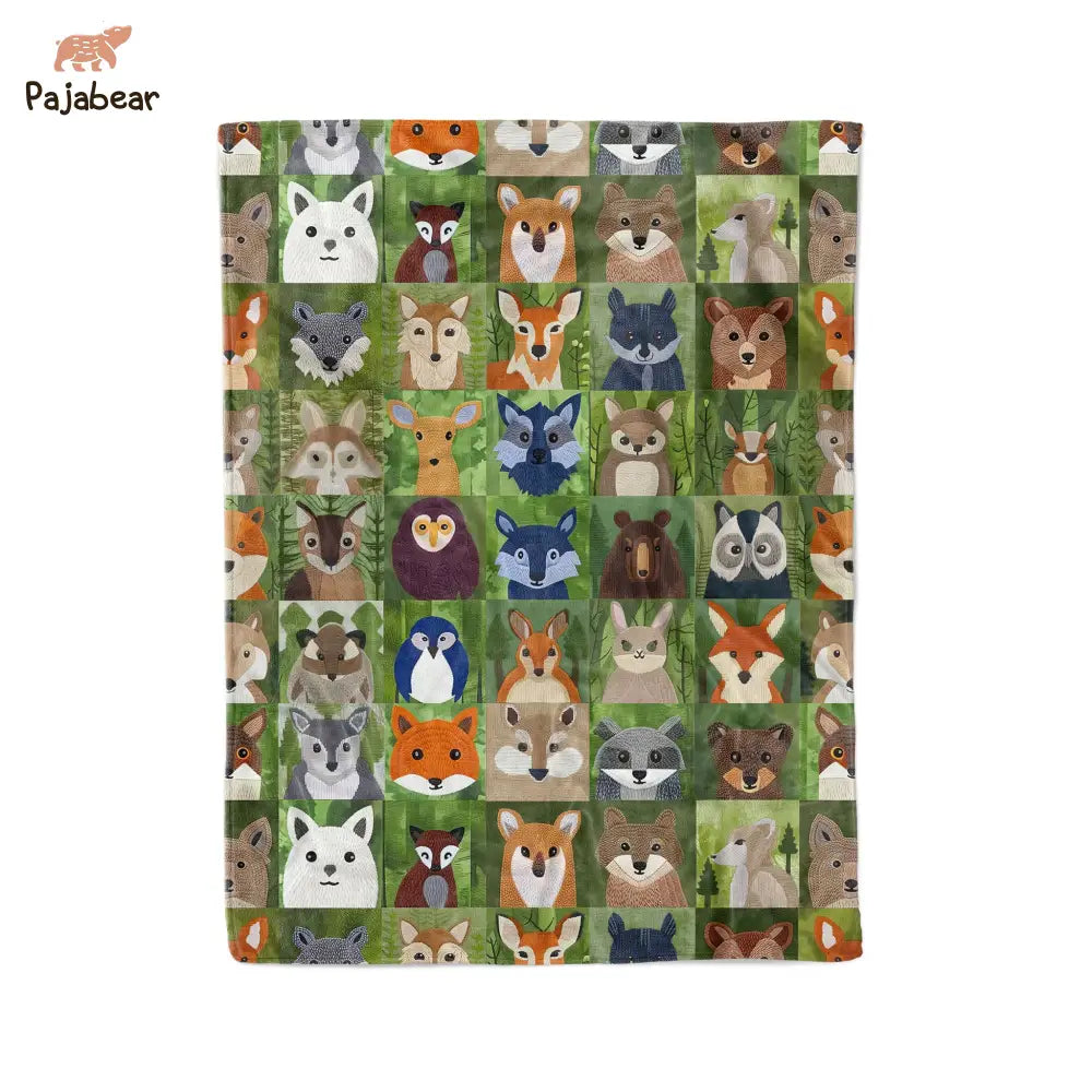 Animal Fabric Pajabear® Fleece Blanket Nl09 Small - 30X40In / White