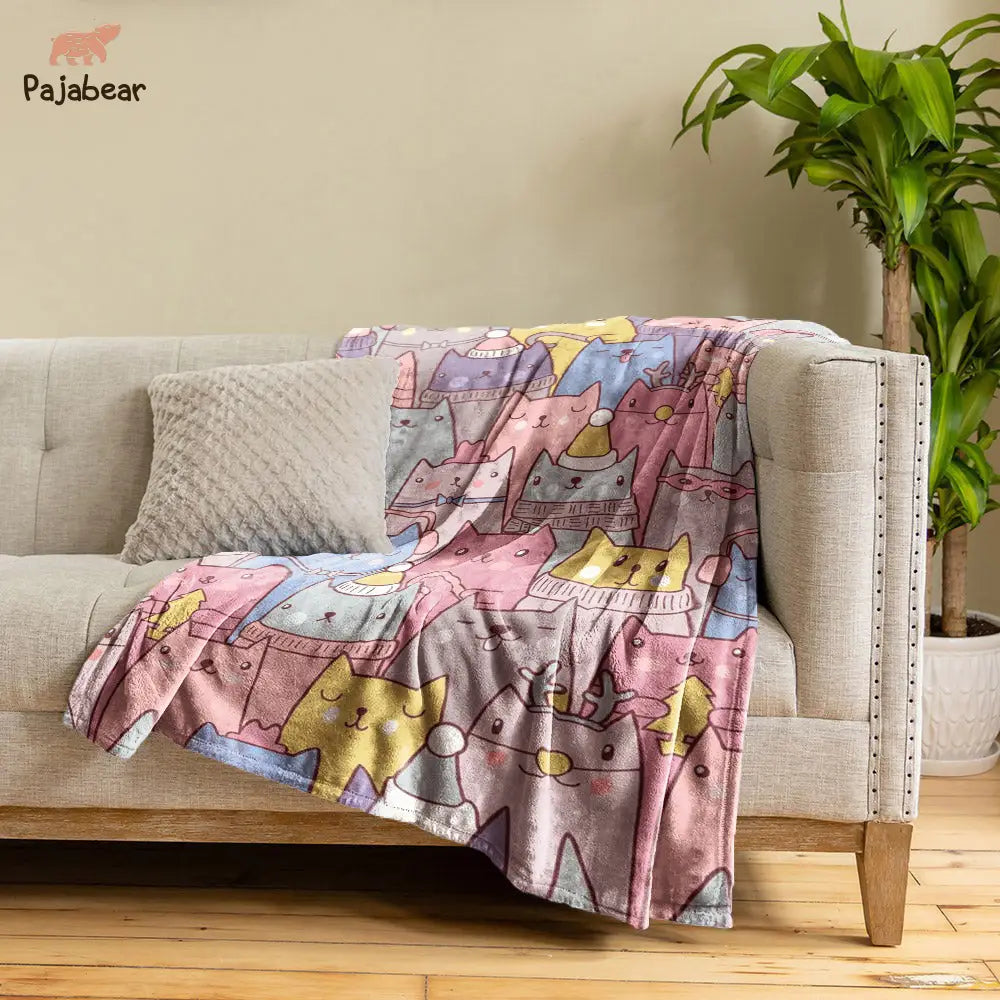 Cat Fabric Pajabear® Fleece Blanket Colorful Nl09