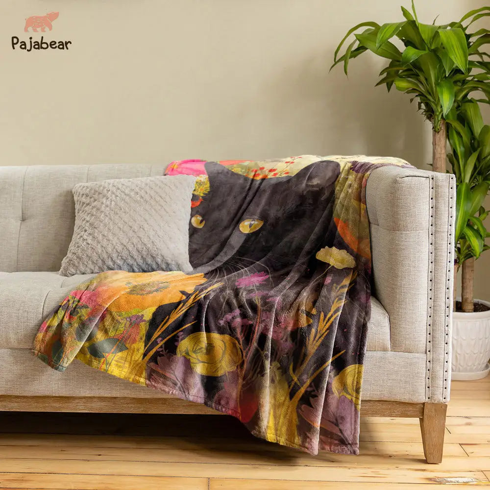 Cat Fabric Pajabear® Fleece Blanket In Garden Nl09