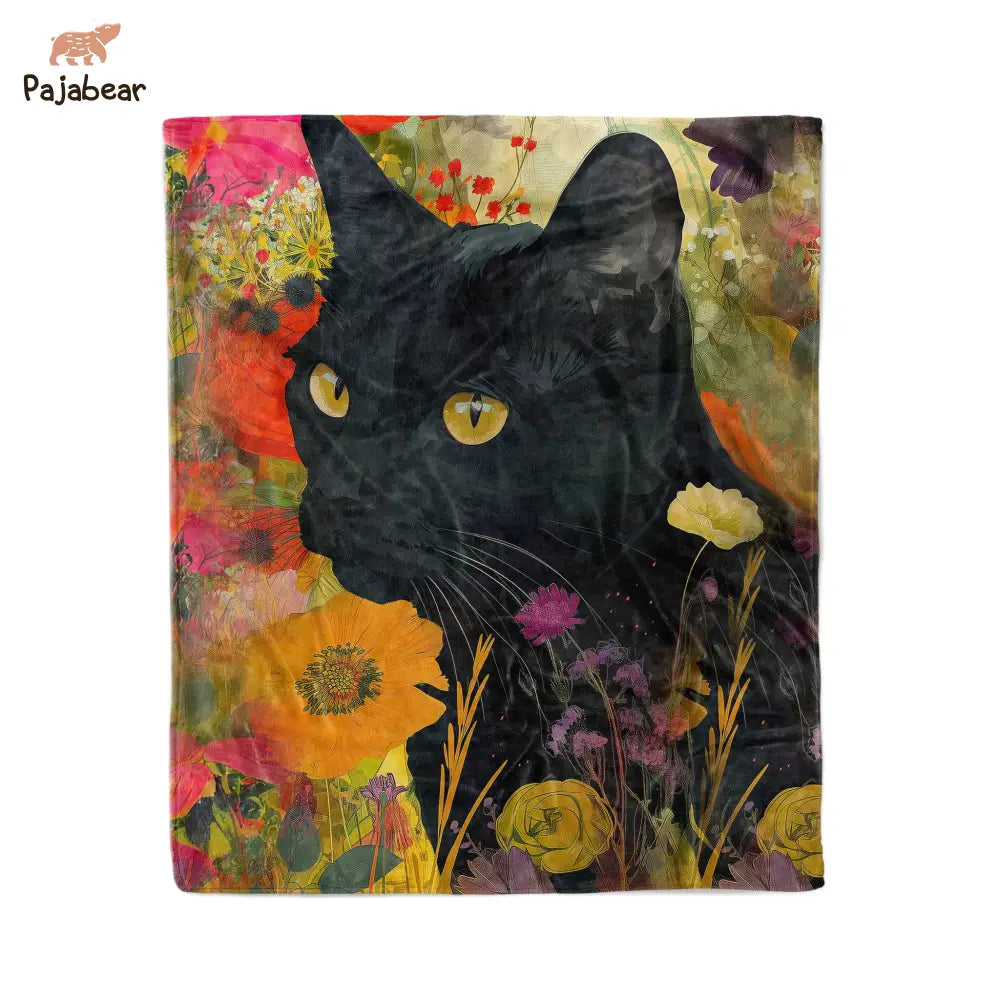 Cat Fabric Pajabear® Fleece Blanket In Garden Nl09 Medium - 50X60In / White