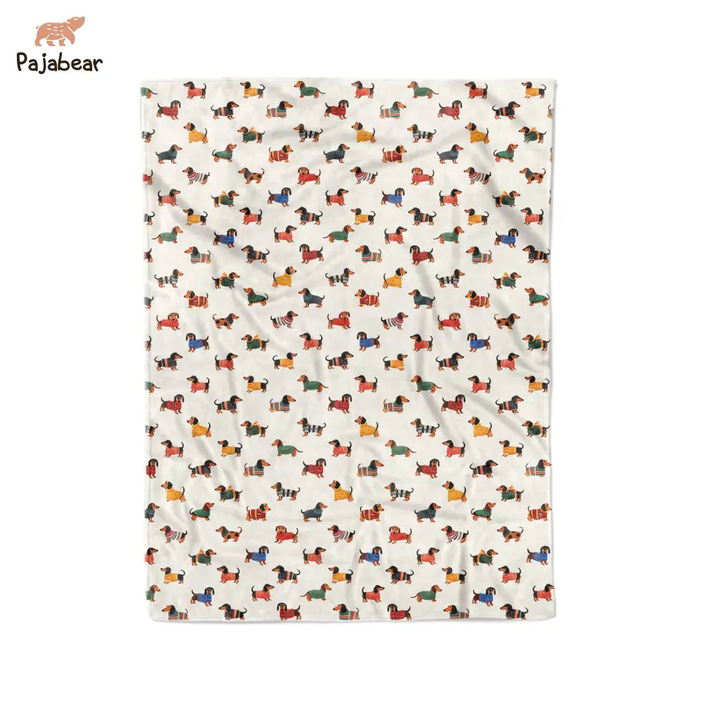 Dachshund Pajabear® Fleece Blanket Pattern Nl09 Large - 60X80In / White