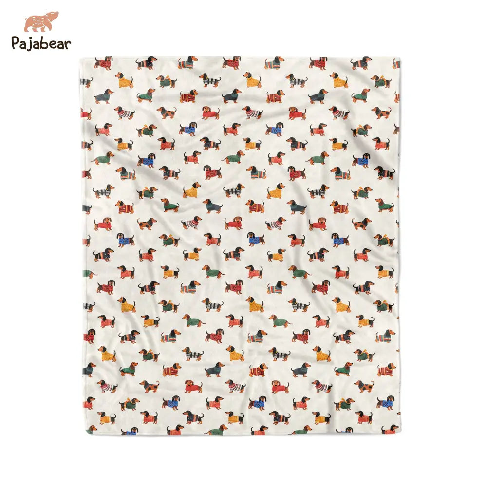 Dachshund Pajabear® Fleece Blanket Pattern Nl09 Medium - 50X60In / White
