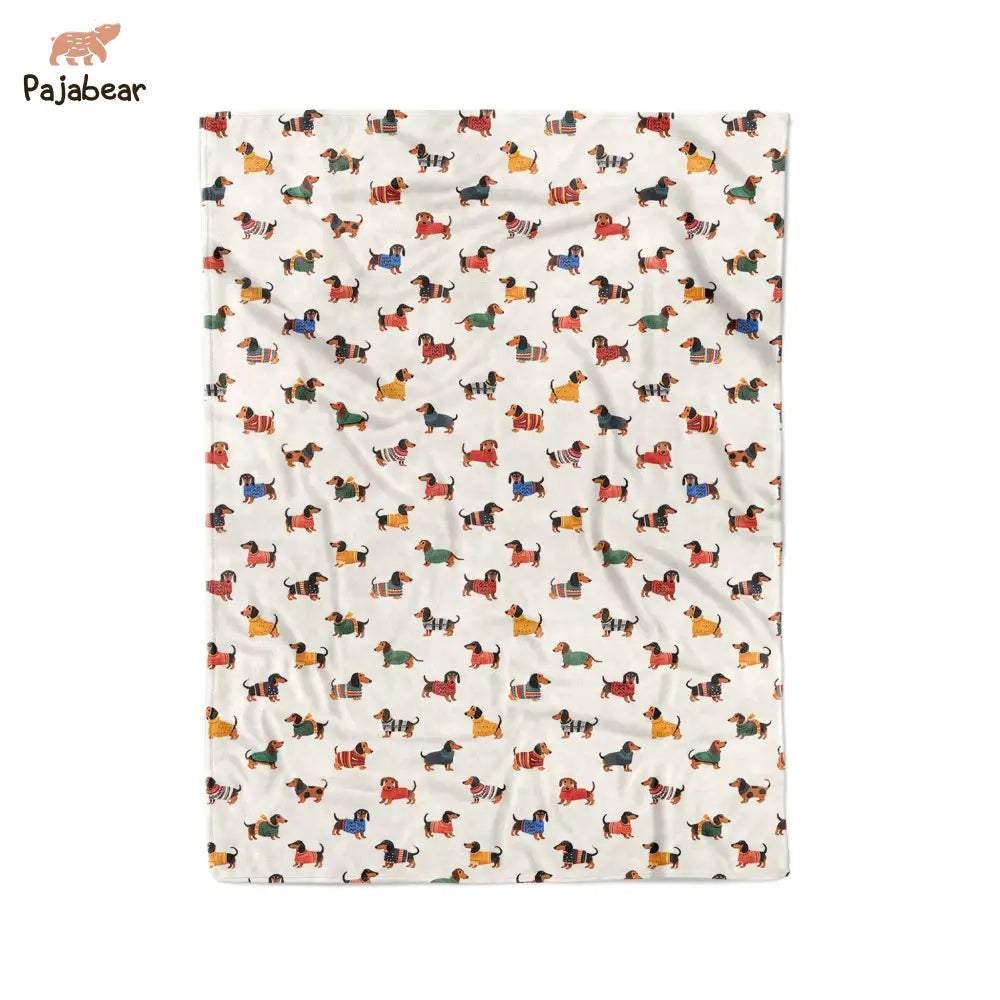 Dachshund Pajabear® Fleece Blanket Pattern Nl09 Small - 30X40In / White