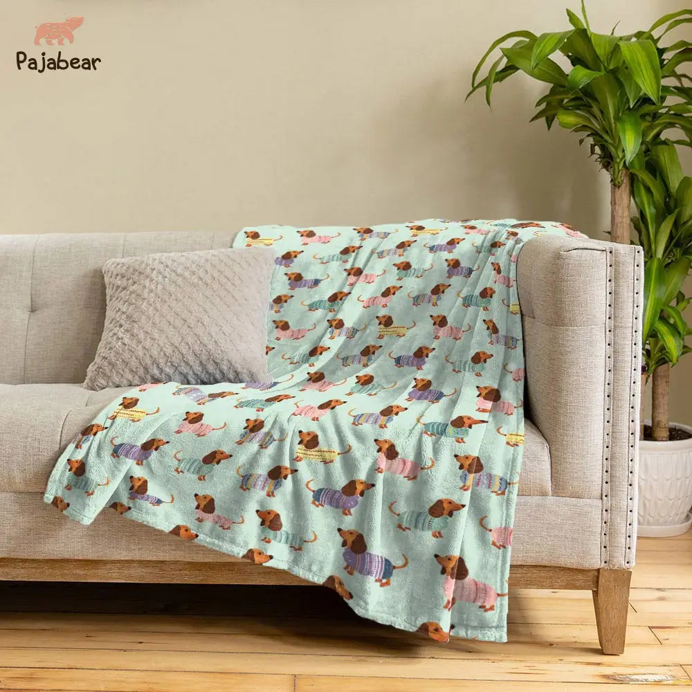 Dog Pajabear® Fleece Blanket Colorful Dachshunds Lk8