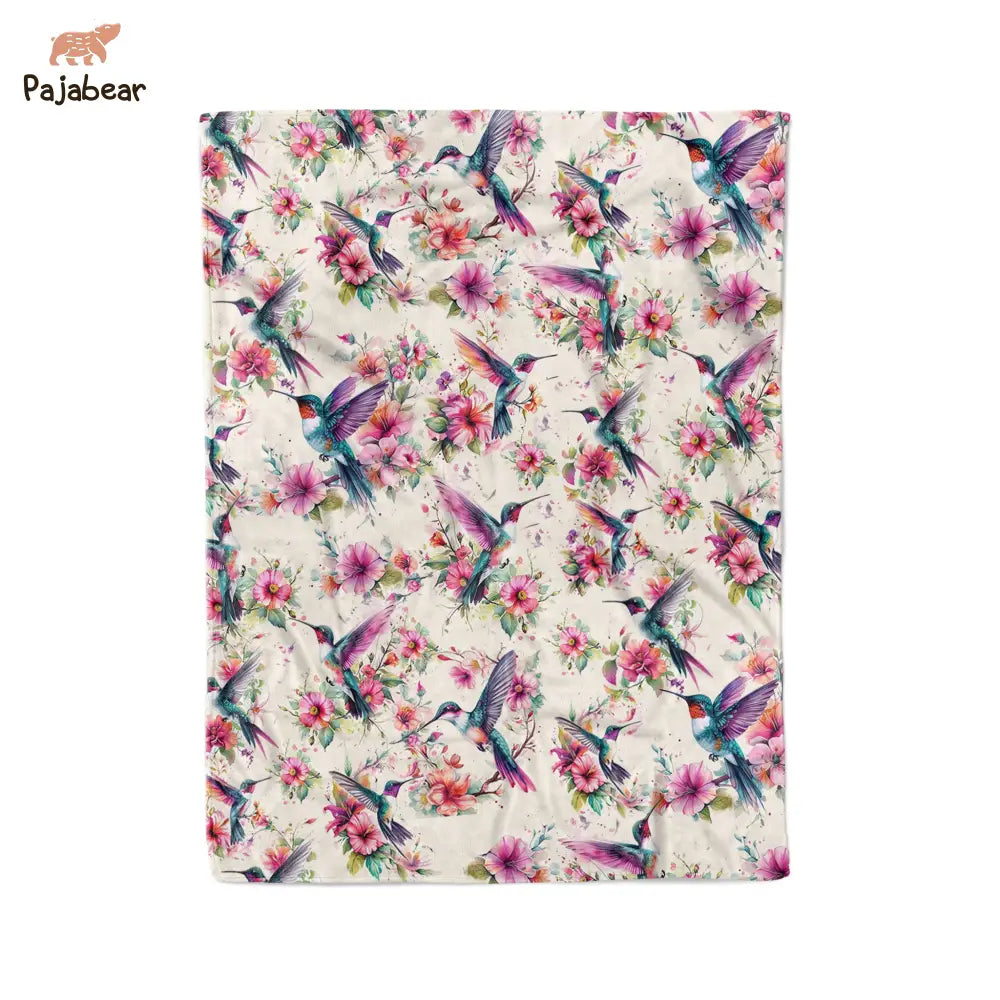 Hummingbird Pajabear® Fleece Blanket Gentle Bird Mn8 Small - 30X40In / White