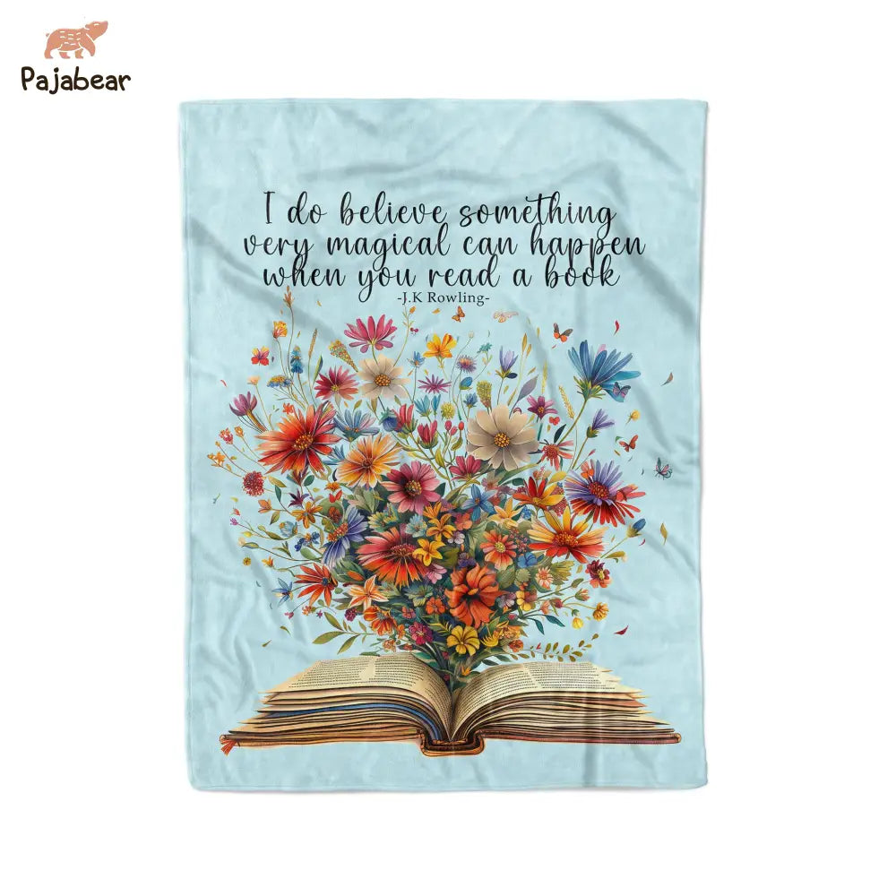 Reading Fabric Pajabear® Fleece Blanket Flower Bloom Nl09 Small - 30X40In / White