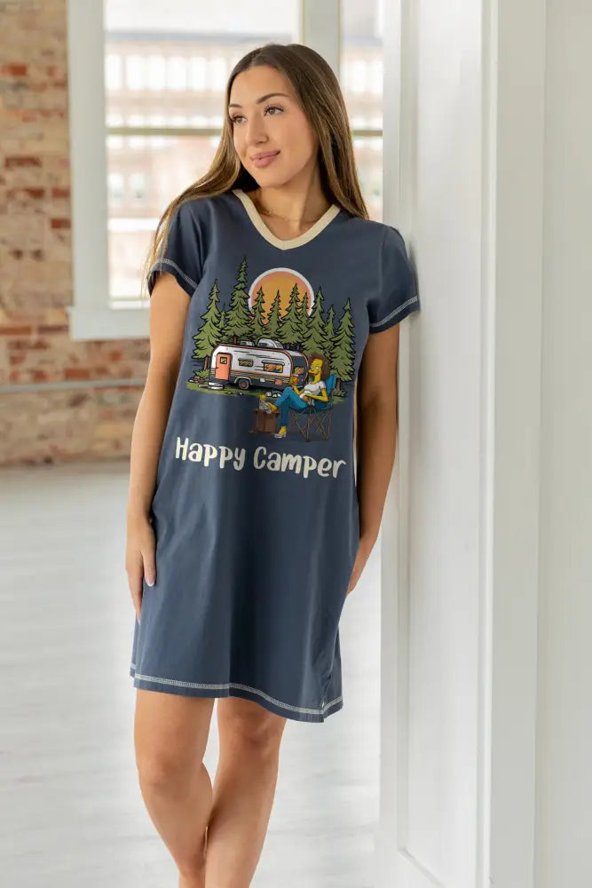 Camping Pajabear® V-Neck Nightshirts Happy Camper Hm8 Nightshirt