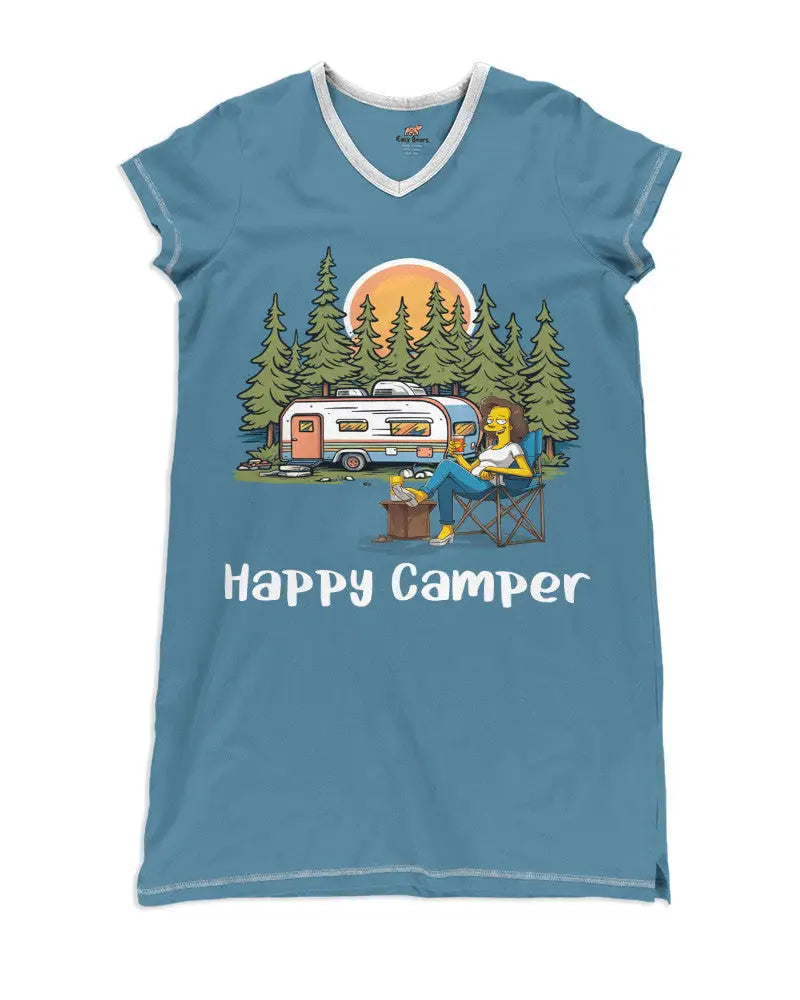 Camping Pajabear® V-Neck Nightshirts Happy Camper Hm8 S / Blue Nightshirt