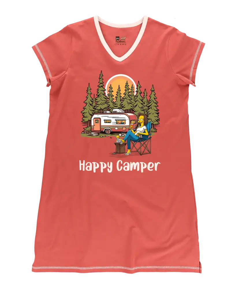 Camping Pajabear® V-Neck Nightshirts Happy Camper Hm8 S / Red Nightshirt