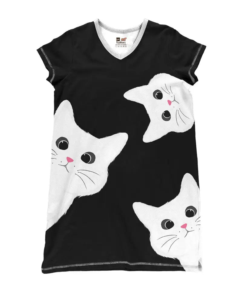 Cat Pajabear® V-Neck Nightshirts Cute Cats Hg23 Nightshirt