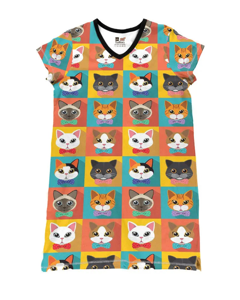Cat Pajabear® V-Neck Nightshirts V1 Hg23 Nightshirt