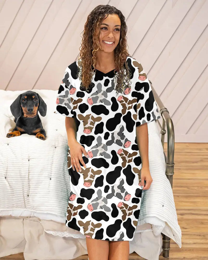 Cow Pajabear® V-Neck Nightshirts Leopard Hg23 Nightshirt