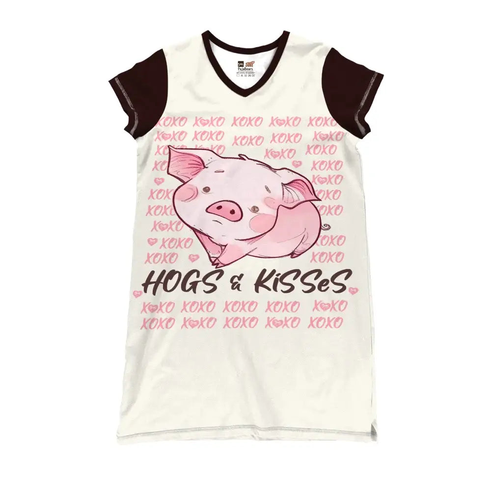 Pajabear Nightshirts V-Neck Pig Hogs & Kisses Mn8 Nightshirt