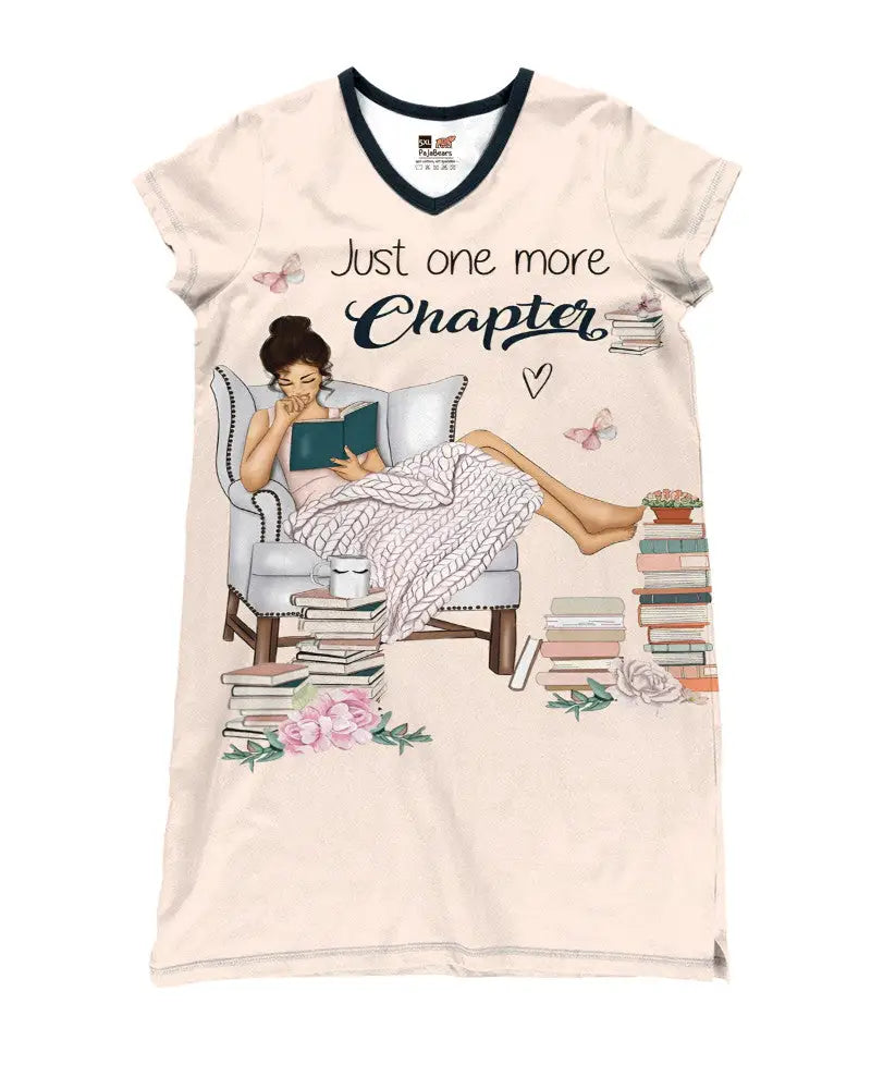 Reading Pajabear® V-Neck Women’s Nightshirts Just One More Chapter Mn8 Beige / S Nightshirt