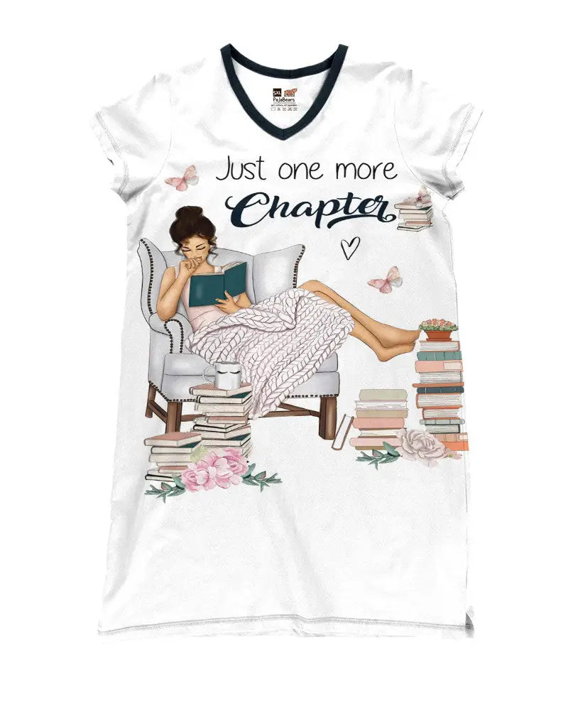Reading Pajabear® V-Neck Women’s Nightshirts Just One More Chapter Mn8 White / S Nightshirt
