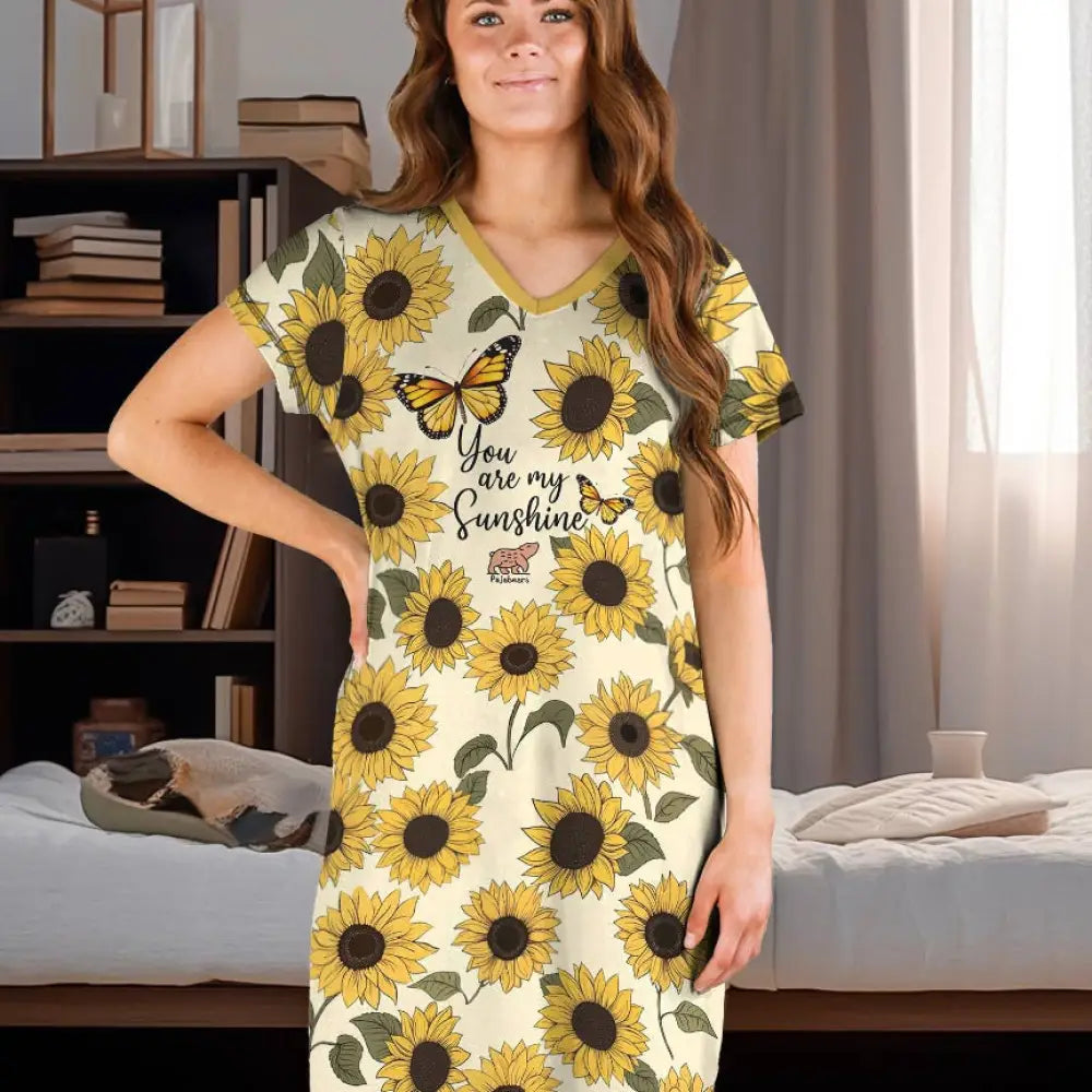Sunflower Pajabear® V-Neck Nightshirts Tl10 Nightshirt