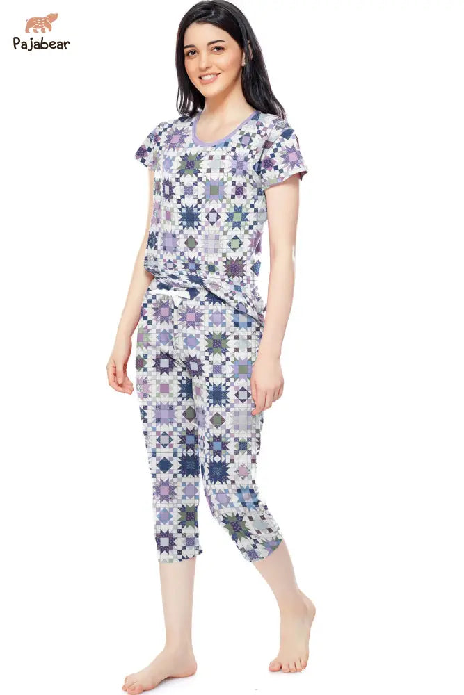 Quilting Pajabear® Tops With Capri Pants Lovely Quilt Blocks Nt10