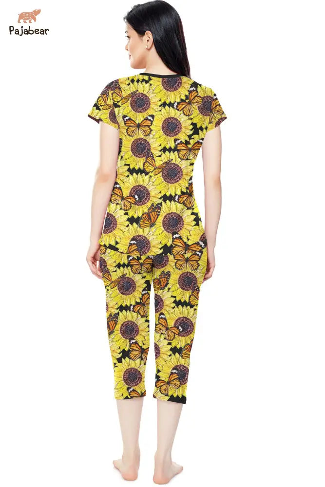 Sunflower Monarch Pajabear® Tops With Capri Pants Vintage Hg23