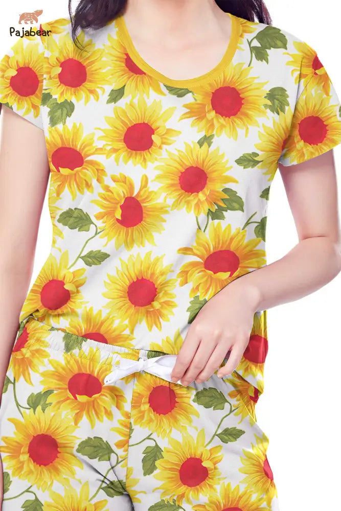 Sunflower Pajabear® Tops With Capri Pants Brighful Sunflowers Lv01