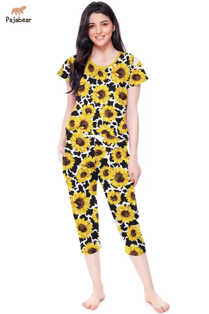 Sunflower Pajabear® Tops With Capri Pants Cow Lv01