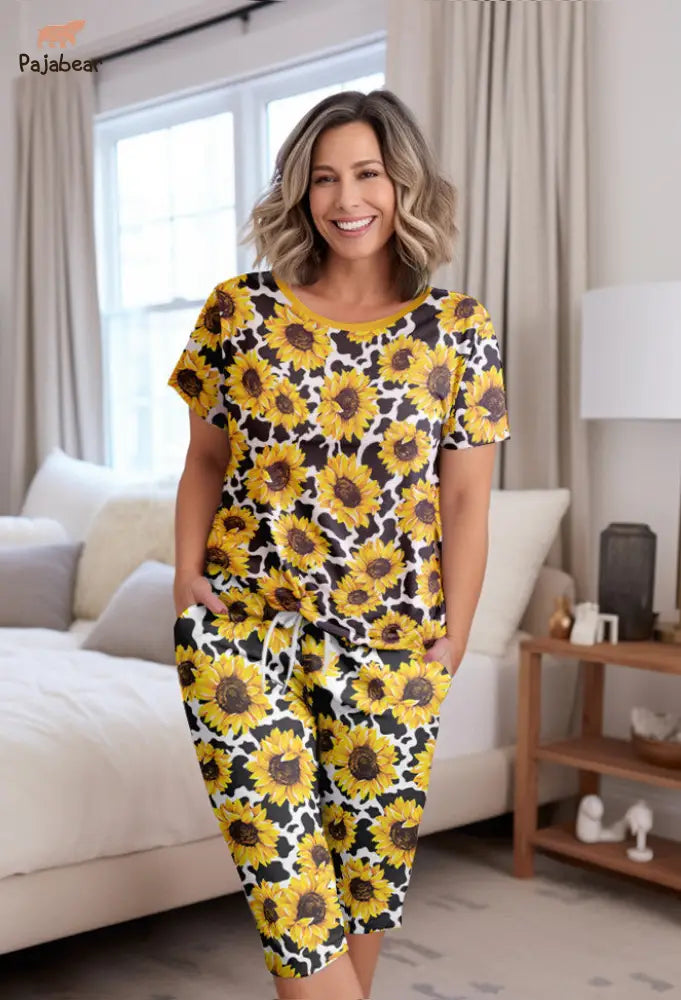 Sunflower Pajabear® Tops With Capri Pants Cow Lv01 S