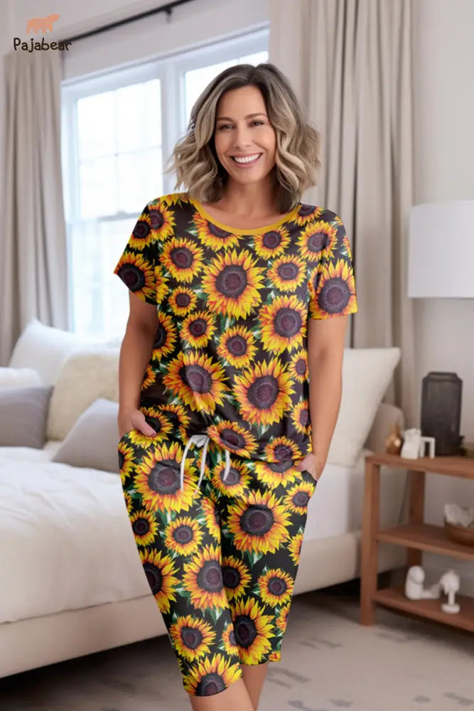 Sunflower Pajabear® Tops With Capri Pants Glorious Sunflowers Lv01 S