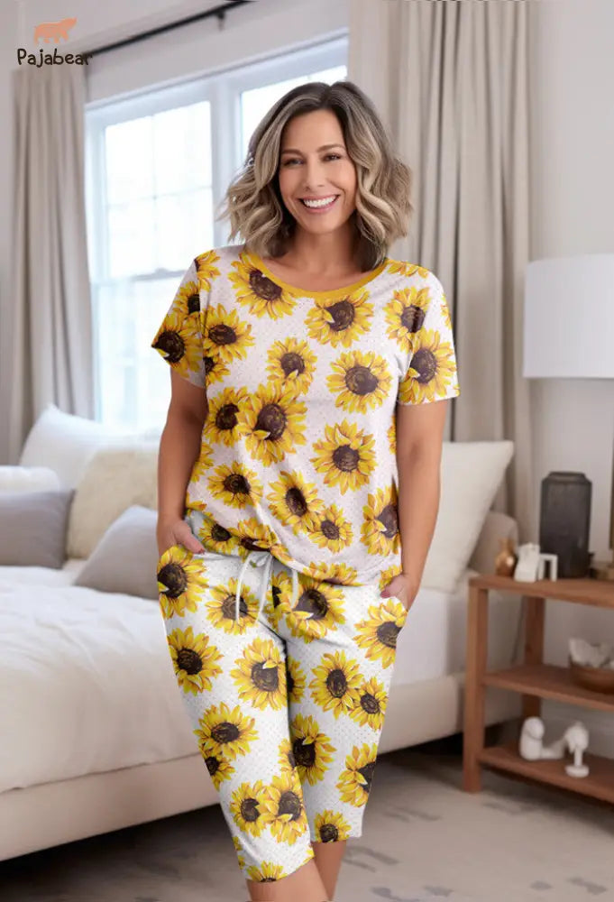 Sunflower Pajabear® Tops With Capri Pants Happy Sunflowers Lv01 S