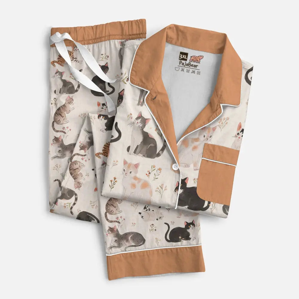 Cat Pajabear® Top & Pant Pajama Set Floral Mn8